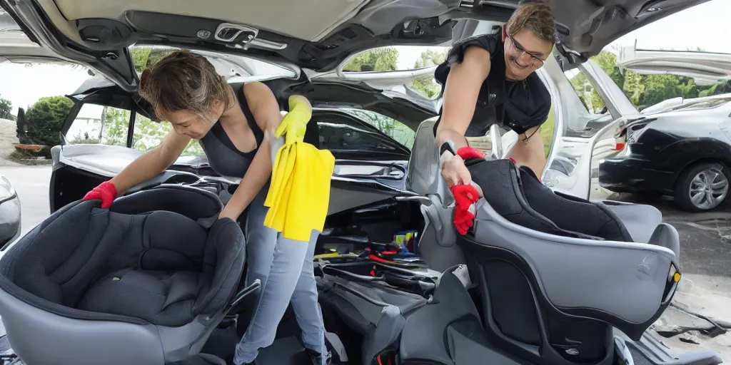 Image similar to cleaning the cars and installing the carseats