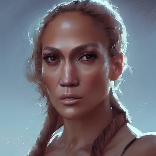 Prompt: “ portrait of jennifer lopez by greg rutkowski, young, attractive, highly detailed portrait, scifi, digital painting, artstation, concept art, smooth, sharp foccus ilustration, artstation hq ”