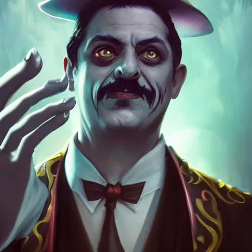 Prompt: gomez addams as a lich necromancer, made by carvaggio, stanley artgerm lau, wlop, rossdraws, artstation, cgsociety, concept art, cgsociety, octane render, trending on artstation, artstationhd, artstationhq, unreal engine, 4 k, 8 k