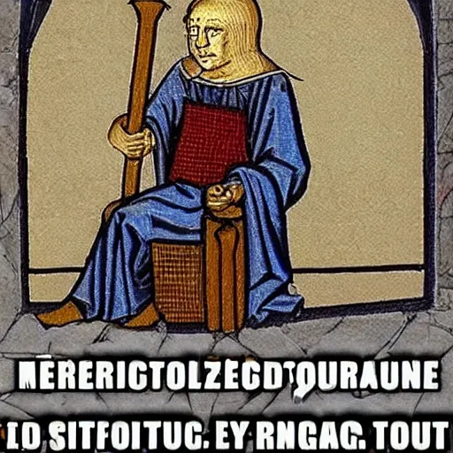 Image similar to a meme from medieval age, detailed, focused