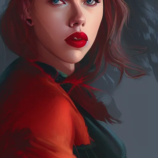 Image similar to scarlet Johansson in the style of a fantasy hero, digital art, artstation