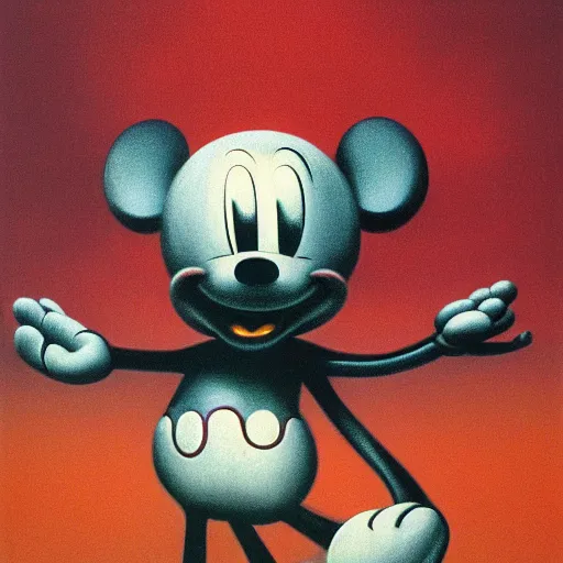 Image similar to Mickey mouse by zdzisław beksiński