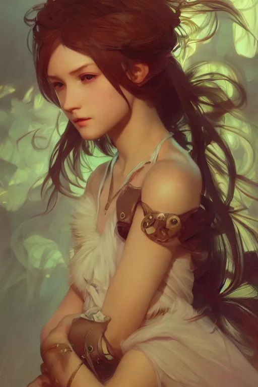 Image similar to final fantsy, digital painting, portrait , cinematic lighting, highly detailed, artstation, concept art, illustration, smooth, sharp focus, editor's pickup, trending on artstation, trending on deviantart, alphonse mucha, WLOP, Akihiko Yoshida