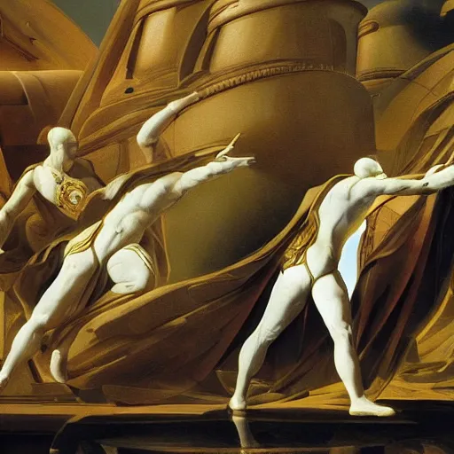 Image similar to sci-fi car dynamic organic forms and wall structure in the coronation of napoleon painting by Jacques-Louis David ceramic metal material shiny gloss water reflections search pinterest keyshot product render 4k