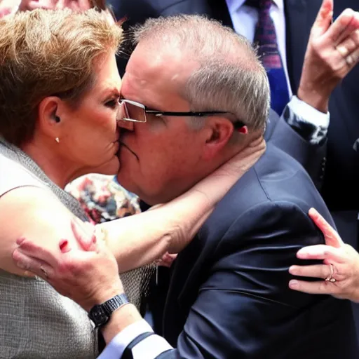 Image similar to scott morrison kissing pauline hanson