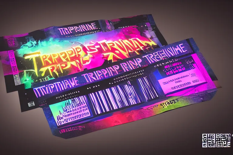 Image similar to photoshop mockup of a concert ticket, bandname is tripmachine, tour is invasion of the tripmachines, realistic digital art, 3 d render of a huge futuristic steampunk generator, 8 k, fluorescent colors, halluzinogenic, multicolored, exaggerated detailed, unreal engine