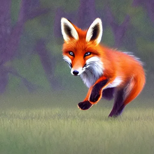 Prompt: A photorealistic fox robbing a bunny and running away with the loot