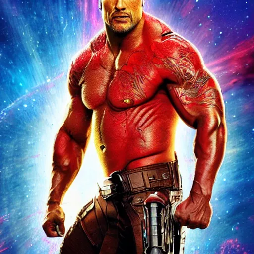 Image similar to Dwayne Johnson in guardians of the galaxy