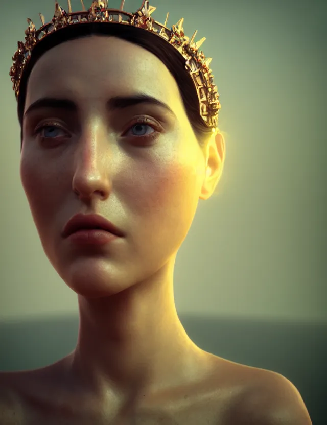 Prompt: blurred background. close-up portrait of a goddess in crown, by Aykut Aydogdu by Anka Zhuravleva and Alena Aenami, Atey Ghailan, octane render, unreal engine, cinematic counter light, high detail, octane render, 4k