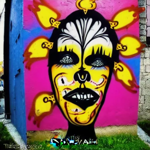 Image similar to transylvanian folk art, in the style of graffiti, made by lady aiko