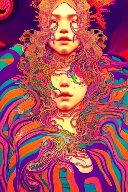 Image similar to psychedelic trip, highly detailed, digital painting, artstation, sharp focus, illustration, art by tan zi and ayanamikodon and alphonse mucha and wlop