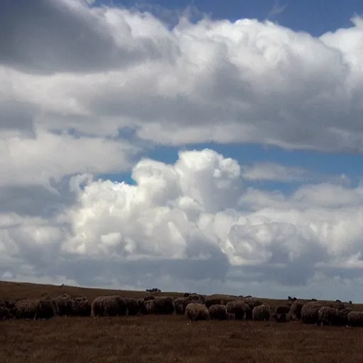 Prompt: A huge sheep in the clouds