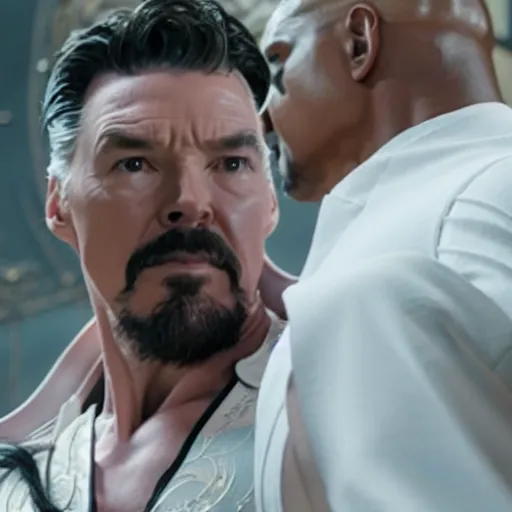 Image similar to still of dr. strange confronting moon knight, in avengers movie