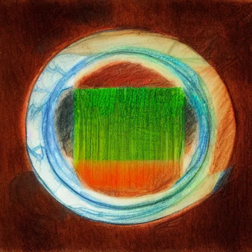 Image similar to distorted prismatic round forest octagon snapper bourbon hybrid salsa , by Mark Rothko and Judson Huss and Monsù Desiderio , #micro , child's drawing , pencil sketch