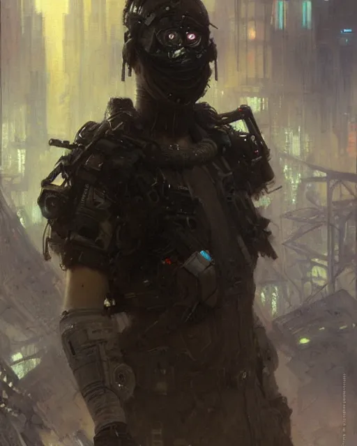 Image similar to a cybergoth, dystopian mood, sci-fi character portrait by gaston bussiere, craig mullins