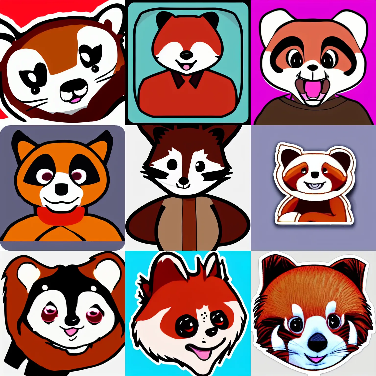 Prompt: red panda cartoon, sticker art, Telegram sticker