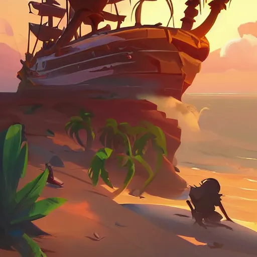 Image similar to painting treasure on sea of thieves game smooth median photoshop filter cutout vector, behance hd by jesper ejsing, by rhads, makoto shinkai and lois van baarle, ilya kuvshinov, rossdraws global illumination