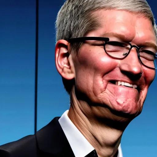 Image similar to an apple with the face of tim cook