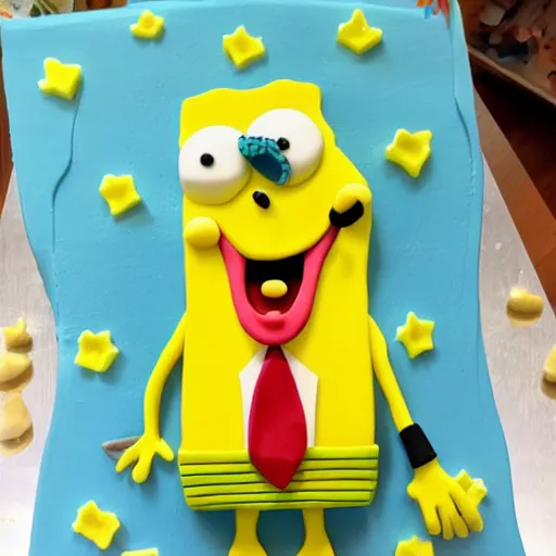 Prompt: real spongebob cake foodporn