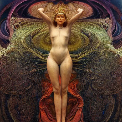 Prompt: queen of jupiter by zdzisław beksinski, iris van herpen, raymond swanland, alexander mcqueen and alphonse mucha. highly detailed, hyper - real, beautiful