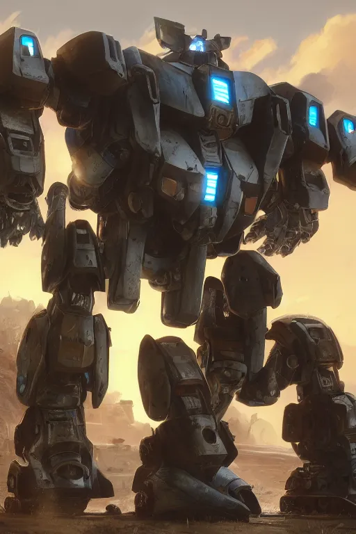 Image similar to mechwarrior 5 : mercenaries mech megaman transformer robot boss tank engine game octane render, 4 k, hd 2 0 2 2 3 d cgi rtx hdr style chrome reflexion glow fanart, global illumination ray tracing hdr fanart arstation by ian pesty by jesper ejsing pixar and disney unreal zbrush central hardmesh