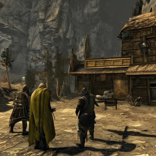 Prompt: jesse pinkman thieves guild gets caught by riften town guard, tamriel, elder scrolls, skyrim, adventuring gear, highly detailed