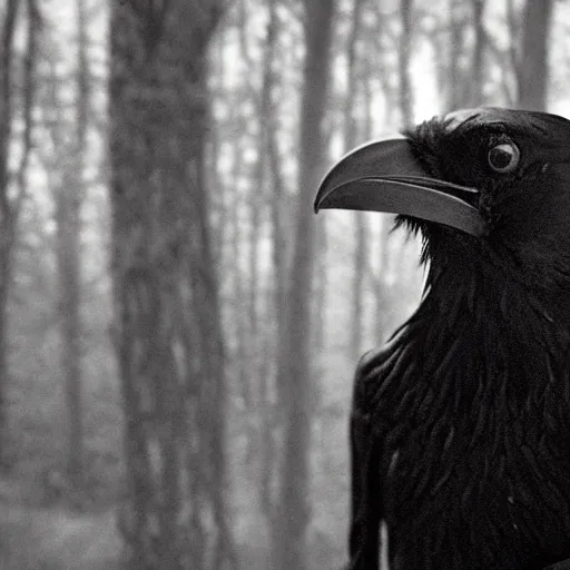 Image similar to a raven by the blair witch project | horror themed | creepy