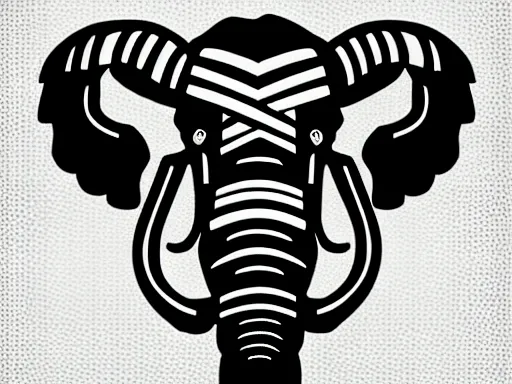 Image similar to stylized wooly mammoth!!! sports logo!!! black and white logo design sketch