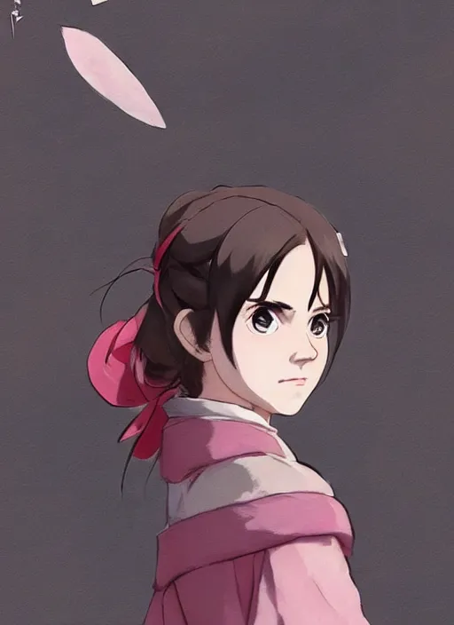 Prompt: emma watson as nezuko Kamado from demon slayer anime ねずこちゃん screenshot from demon slayer nezuko from demon slayer animeby artgem by greg rutkowski trending on artstation