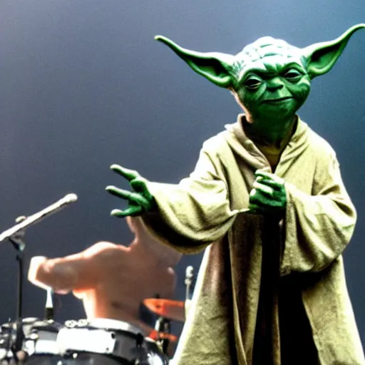 Image similar to Yoda performing a concert at Lollapalooza