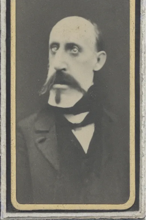 Image similar to cabinet card of creepy monster edwardian gentleman, scary, nightmare, horror