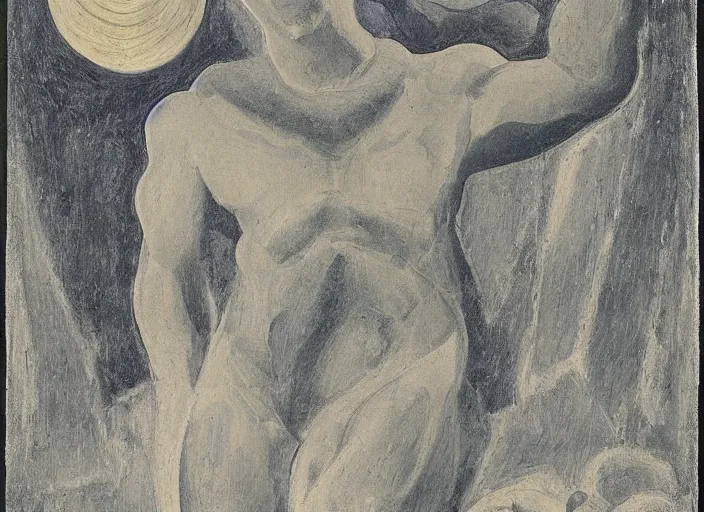 Prompt: A shaman holding up the universe, by William Zorach, reflection, symbolist, soft colors, dramatic lighting, smooth, sharp focus, extremely detailed, aesthetically pleasing composition