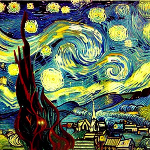 Image similar to the ocean by vincent van gogh, digital art, trending on artstation