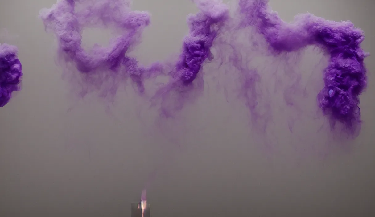 Image similar to artwork by pierre huyghe and paul thek with wax melting, purple smoke, sigma, 8 k, 3 5 mm, f / 3 2