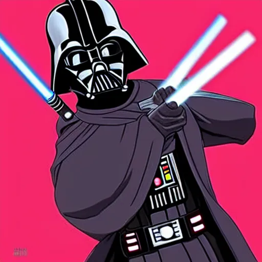 Prompt: Darth Vader as an anime girl