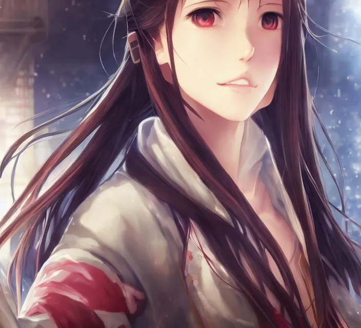 Prompt: asuna in akihabara by charlie bowater and titian and artgerm, close - up, intricate, face, japanese akihabara street cityscape, elegant, beautiful, highly detailed, dramatic lighting, sharp focus, trending on artstation, artstationhd, artstationhq, unreal engine, 4 k, 8 k