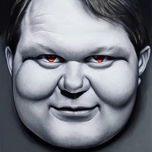 Image similar to andy richter, glowing eyes, by john reuss,