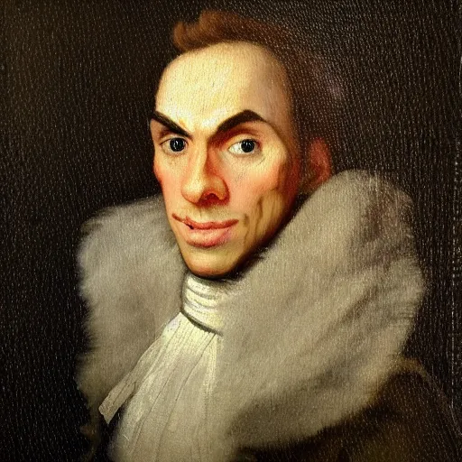 Image similar to An 18th century oil painting of Jerma985, portrait of Jerma985, grainy, realistic, very realistic, hyperrealistic, highly detailed, very detailed, extremely detailed, very neat, very epic, very cool, detailed, trending on artstation