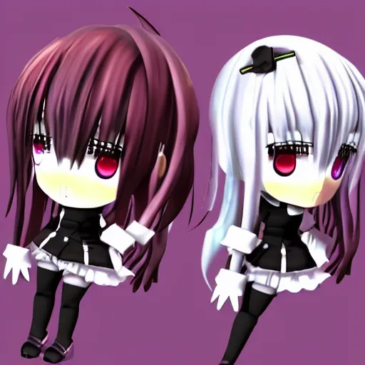 Prompt: anime nendodroid of a chibi girl gothiclolita style, 3 d render