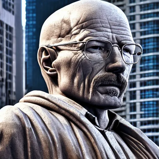 Prompt: a highly detailed renaissance sculpture of walter white by michelangelo, standing in times square, 3 d render, hyper detailed, sharp focus, 8 k resolution