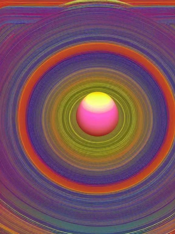 Prompt: A psychedelic poster of Saturn by Wes Wilson