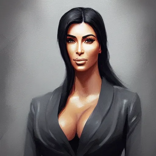 Image similar to “ portrait of kim kardashian by greg rutkowski, young, attractive, highly detailed portrait, scifi, digital painting, artstation, concept art, smooth, sharp foccus ilustration, artstation hq ”