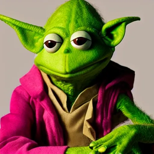 Prompt: photo of hybrid of kermit the frog and yoda with abs