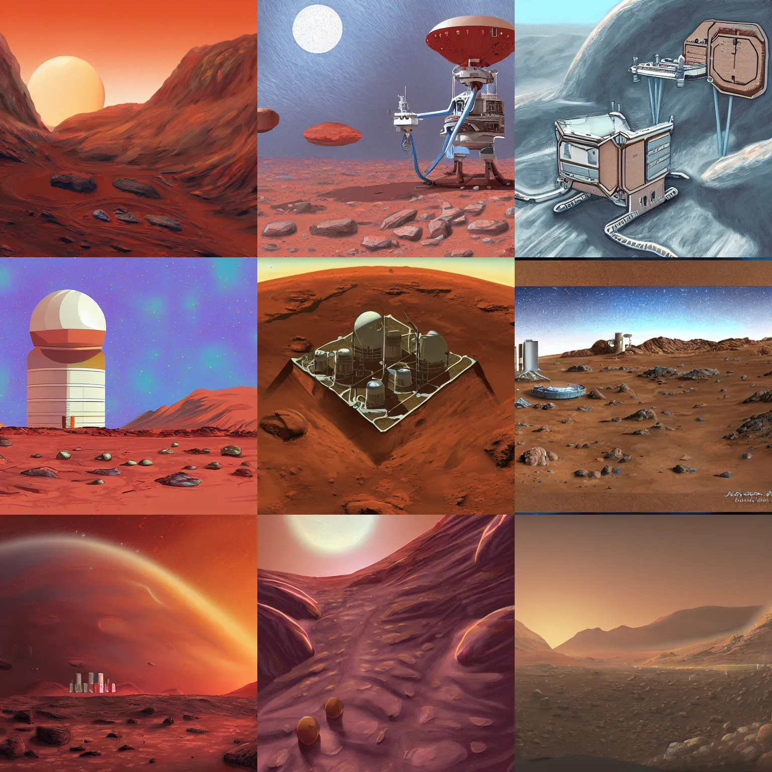 Prompt: mars colony, digital painting
