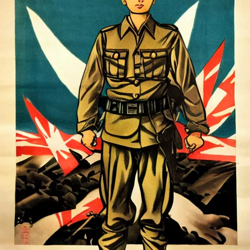 Prompt: japanese world war 2 soldier, propaganda poster
