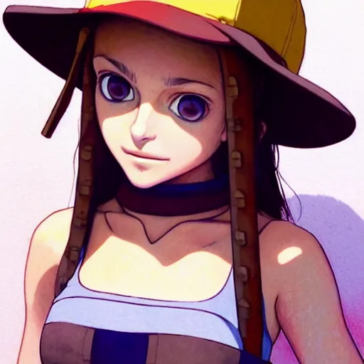 Image similar to beautiful boyish natalie portman gravure model in majora's mask, wearing wooden mask and baseball cap and leotard, street wear with subtle mayan patterns, aztec bathing suit, gapmoe yandere grimdark, trending on pixiv fanbox, painted by greg rutkowski makoto shinkai takashi takeuchi studio ghibli, akihiko yoshida