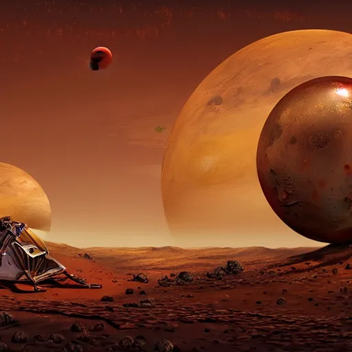 Prompt: colonization of mars in romantic artwork style