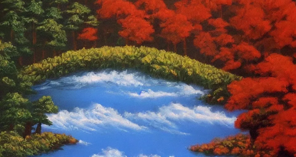 Image similar to the best painting ever by Bob ross