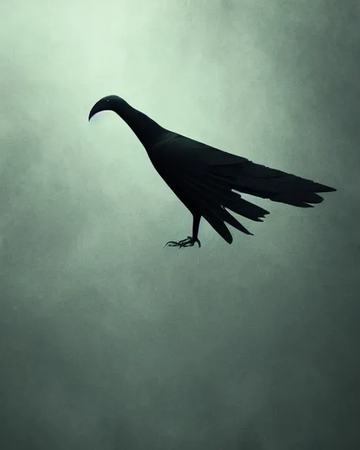 Image similar to giant dark raven inflateble shapes, mystery, mysterious, soft shadows, soft dark muted colors, simple shapes, golden ratio, perfect composition, darkness, masterpiece, dramatic, medium close - up ( mcu ), vogue, highly detailed, artstation, concept art, dark poisoned forest background, octane render