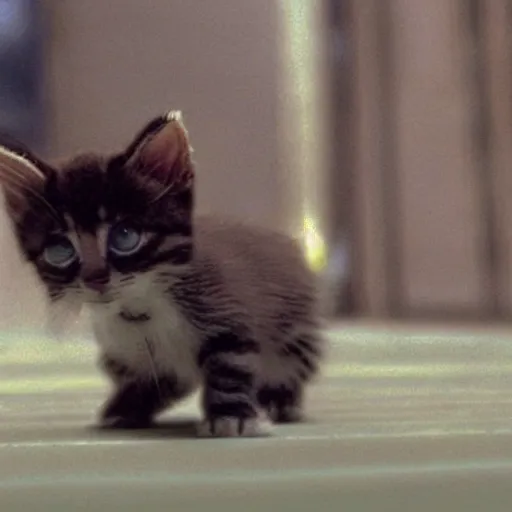 Prompt: A kitten in the matrix movie, cinematic, still from the Matrix